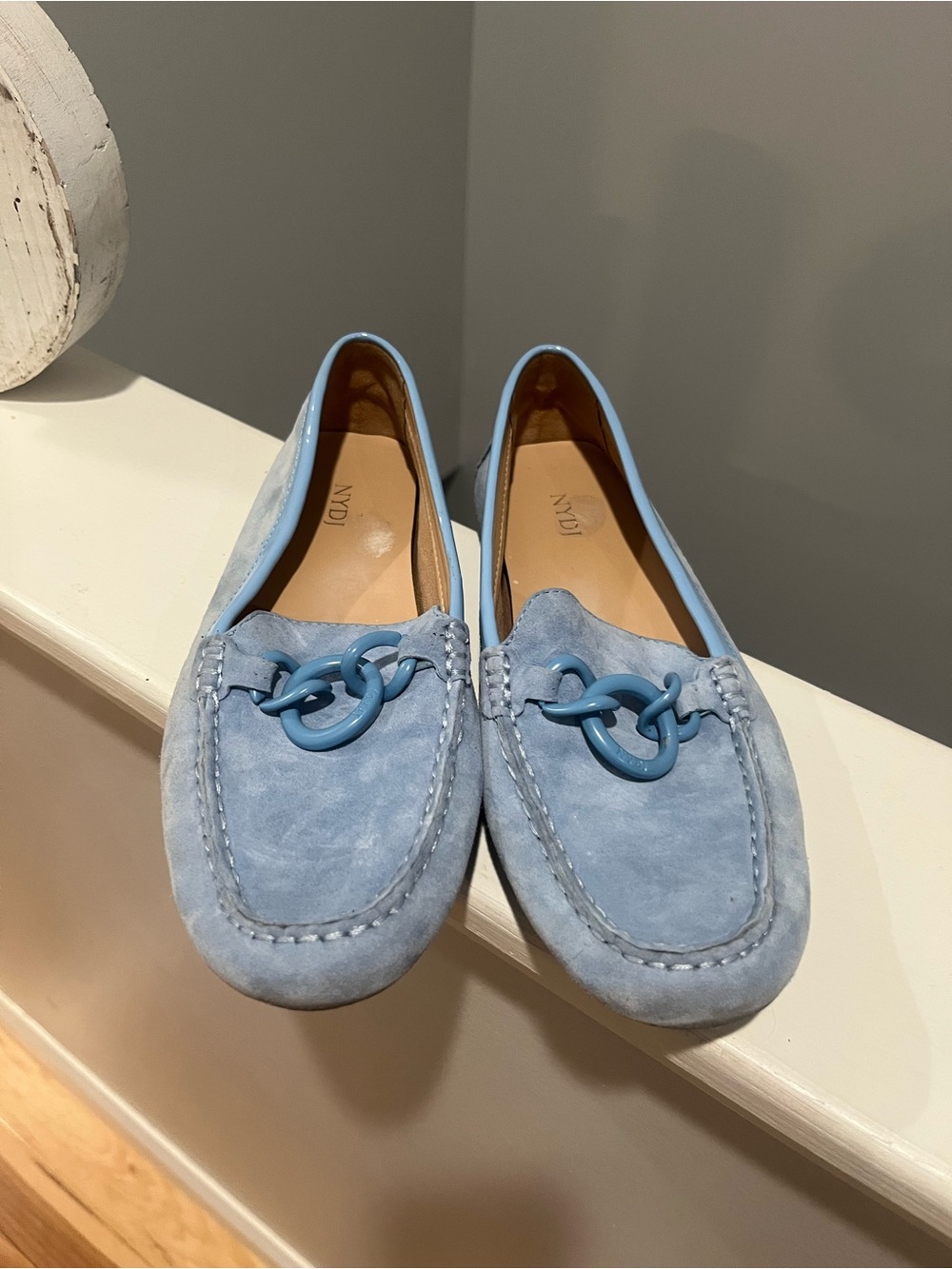 NYDJ Pose Women's 7.5 Suede Driver Loafer blue
